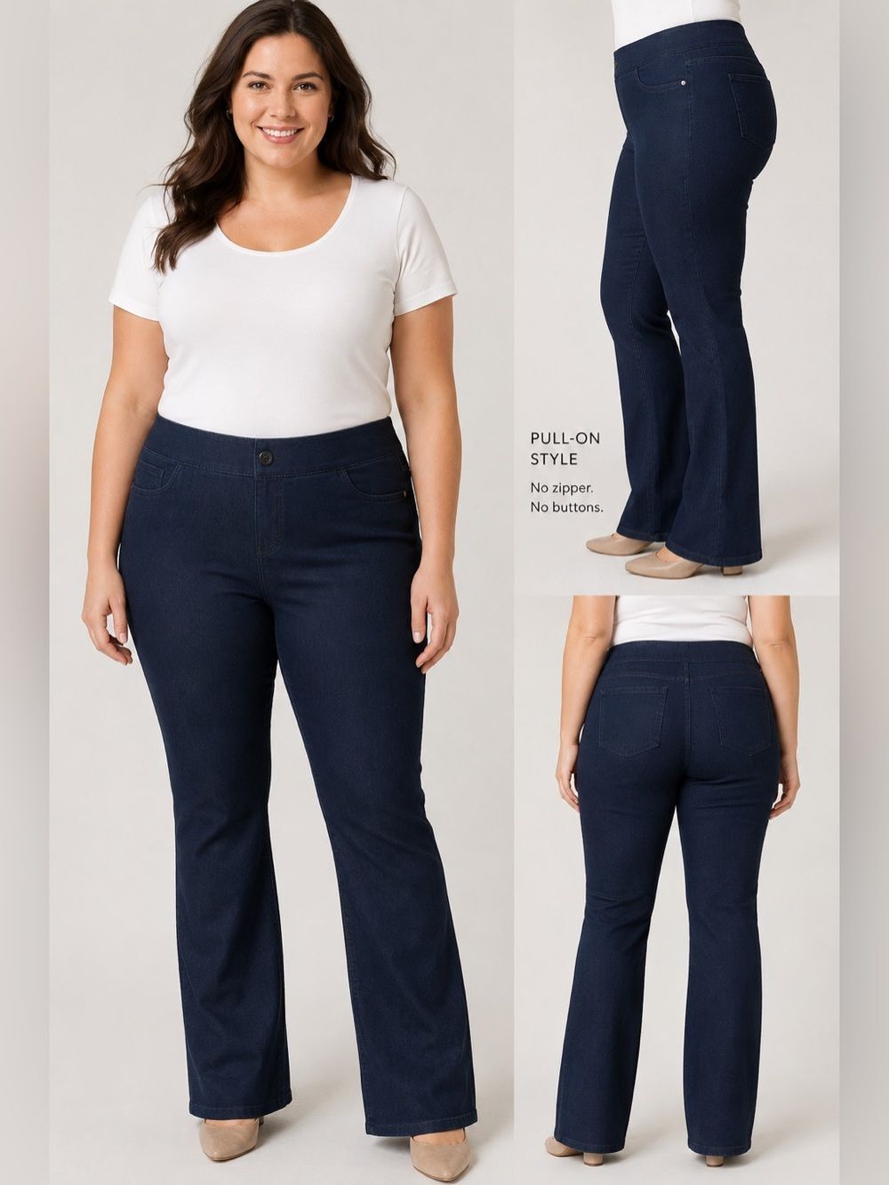 Betabrand Boot-Cut Dress Pant Yoga Jeans Women’s 2XL Dark Wash Pull-On Stretch